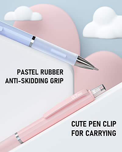 Nicpro 3PCS Pastel Mechanical Pencil Set, Cute Mechanical Pencils 0.7 mm with 6 Tubes HB Lead Refills& 3PCS Eraser& 9PCS Eraser Refill for Student Writing, Drawing, Sketching, Drafting -Come with Case