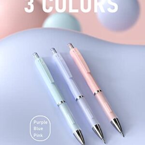 Nicpro 3PCS Pastel Mechanical Pencil Set, Cute Mechanical Pencils 0.7 mm with 6 Tubes HB Lead Refills& 3PCS Eraser& 9PCS Eraser Refill for Student Writing, Drawing, Sketching, Drafting -Come with Case