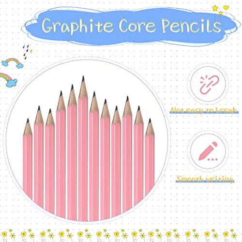 24 Pieces Small Pencils Half Pencils Golf Pencils with Eraser Easy to Hold Graphite HB Pencils for Baby Shower Bridal Shower Wedding Golf School Office (Pink)