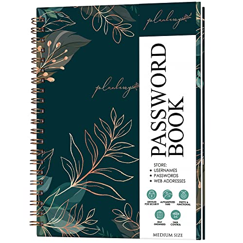 PLANBERRY Password Book – Internet Address Organizer with Alphabetical Tabs – Alphabetized Website & Computer Password Keeper – 5.7x7.5″, Softcover (Green Pastures)