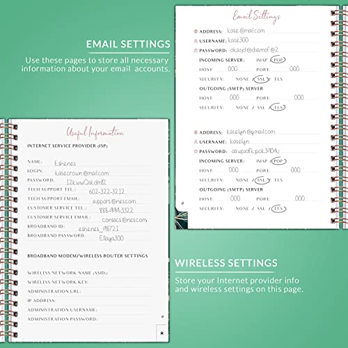 PLANBERRY Password Book – Internet Address Organizer with Alphabetical Tabs – Alphabetized Website & Computer Password Keeper – 5.7x7.5″, Softcover (Green Pastures)