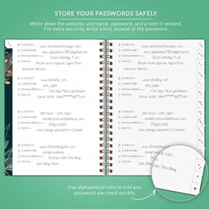 PLANBERRY Password Book – Internet Address Organizer with Alphabetical Tabs – Alphabetized Website & Computer Password Keeper – 5.7x7.5″, Softcover (Green Pastures)