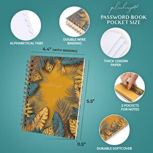 PLANBERRY Password Book – Internet Address Organizer with Alphabetical Tabs – Alphabetized Website & Computer Password Keeper – 4.4x5.5″, Softcover, Pocket Size (Golden Jungle)