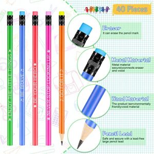 40 Pcs Color Changing Mood Pencil with Motivational Sayings Inspirational Pencils 2b Changing Pencil Heat Assorted Thermochromic Pencils with Eraser for Student (Classic Color, Motivational Style)