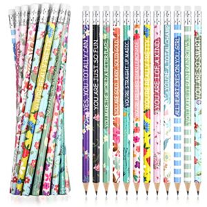 chinco 36 pieces motivational pencils wood personalized pencils kids pencils with erasers cute wooden pencils for primary middle school students girls teachers