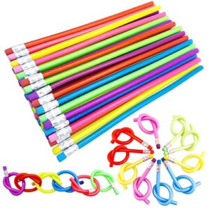 48 pcs flexible soft pencil,colorful bendy pencil,magic bendable pencil with eraser for kids gifts and reward