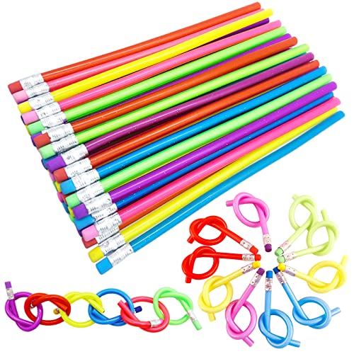 48 PCS Flexible Soft Pencil,Colorful Bendy Pencil,Magic Bendable Pencil with Eraser for Kids Gifts and Reward