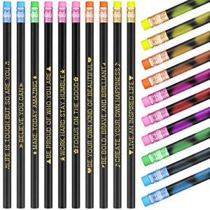 40 pcs color changing mood pencil with motivational sayings inspirational pencils 2b changing pencil heat assorted thermochromic pencils with eraser for student (bright color, inspirational style)