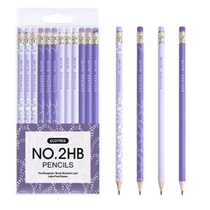 ecotree pencils #2 hb, pre-sharpened pencils with eraser number 2 pencils cute pencils graphite pencils sketch pencils birthday pencils sharpened pencils for kids, school, office 12 pack