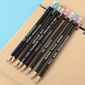 100 Pcs Inspirational Pencils Color Changing Mood Pencils Personalized Pencils with Words Motivational Cute Pencils with Eraser Heat Activated Wooden Pencils Class Reward for Kid (Black)