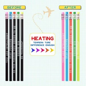 100 Pcs Inspirational Pencils Color Changing Mood Pencils Personalized Pencils with Words Motivational Cute Pencils with Eraser Heat Activated Wooden Pencils Class Reward for Kid (Black)