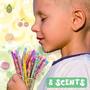 48 Pcs Scented Pencils for Kids Inspirational HB Pencils with Erasers Cylinder Colorful Fun Wood Pencils Motivational Graphite Pencils with Fruit Elements for School Office Classroom Students