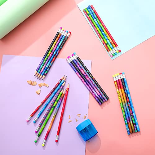 Wooden Pencil with Eraser Assortment Colorful Pencils for Kids Writing Fun Assorted Pencils Novelty Kids Pencils Fun School Supplies for Classroom, Student Reward, Stationery Party Favors(25 Pieces)