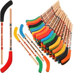 leelosp 60 pieces hockey pencils with erasers multicolor hockey stick pencils with rubber blade eraser sports pencil sports themed party favors for hockey fans students school prize birthday party
