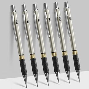 Four Candies Metal Mechanical Pencil Set - 6PCS 0.7mm Art Mechanical Pencils & 360PCS HB Lead Refills & 3PCS Erasers & 9PCS Eraser Refills, Drawing Mechanical Pencils for Writing, Sketching/With Case