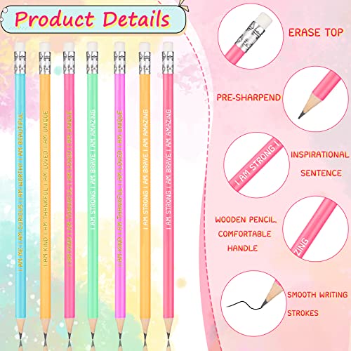 Fumete Inspirational Pencils Colorful Pencil Set Student Gifts from Teacher Bulk Motivational Sayings Pre Sharpened Pencils #2 HB Wood Pencils Classroom Gifts graduation Gifts for Kids (72 Pcs)