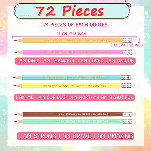 Fumete Inspirational Pencils Colorful Pencil Set Student Gifts from Teacher Bulk Motivational Sayings Pre Sharpened Pencils #2 HB Wood Pencils Classroom Gifts graduation Gifts for Kids (72 Pcs)