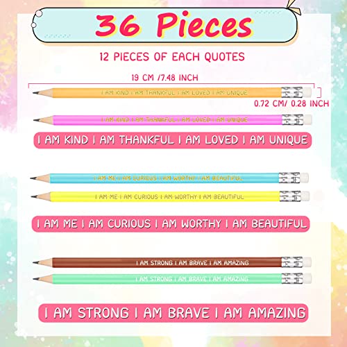 Fumete Inspirational Pencils Colorful Pencil Set Student Gifts from Teacher Bulk Motivational Sayings Pre Sharpened Pencils #2 HB Wood Pencils Classroom Gifts graduation Gifts for Kids (36 Pcs)