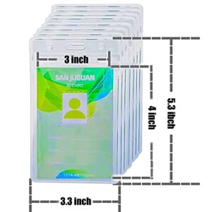 SANJUGUAN 50 Pack ID Badge Holders, Vertical Clear PVC Card Holder with Waterproof Resealable Zip Type,for Badge Record ID Card Name Tag(3"X4")