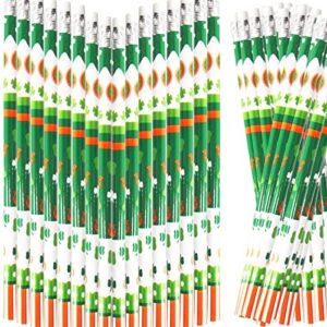 fancy land st. patrick’s day pencils 50pcs wooden shamrock pencil eraser green irish award for kids party supply