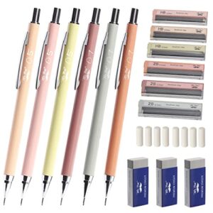 mr. pen- boho mechanical pencil set with lead and erasers refills, 6 pack, boho theme, 0.5mm & 0.7 mm, cute pencils, cute mechanical pencil, pastel pencils, led pencils 0.7mm, aesthetic pencils