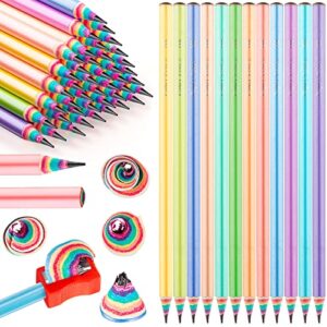 60 pcs hb pencil rainbow eco paper pencils bulk cute recycled paper pencils for kid teachers students school office writing drawing supplies