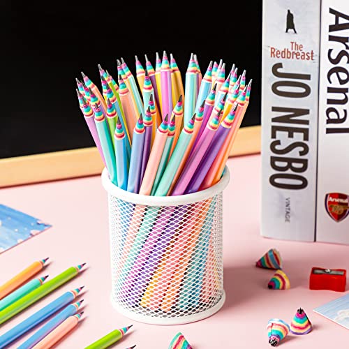 60 Pcs HB Pencil Rainbow Eco Paper Pencils Bulk Cute Recycled Paper Pencils for Kid Teachers Students School Office Writing Drawing Supplies