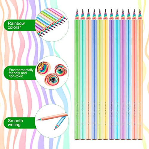 60 Pcs HB Pencil Rainbow Eco Paper Pencils Bulk Cute Recycled Paper Pencils for Kid Teachers Students School Office Writing Drawing Supplies