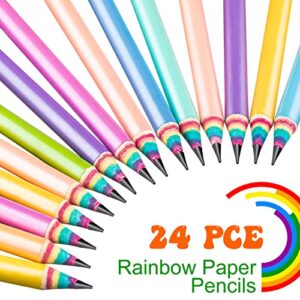 60 Pcs HB Pencil Rainbow Eco Paper Pencils Bulk Cute Recycled Paper Pencils for Kid Teachers Students School Office Writing Drawing Supplies