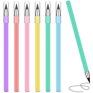 auauy 5 pcs inkless pencil, infinity pencil, reusable everlasting pencil, replaceable nib inkless pencil for writing, drawing, drafting, students home office school supplies（macaron）