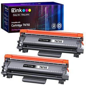 e-z ink (tm tn760 compatible toner cartridges replacement for brother tn-760 tn730 tn-730 to use with mfc-l2710dw mfc-l2750dw hl-l2350dw hl-l2370dw hl-l2395dw hl-l2390dw dcp-l2550dw (black, 2 pack)