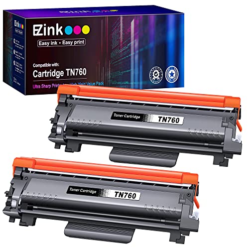 E-Z Ink (TM TN760 Compatible Toner Cartridges Replacement for Brother TN-760 TN730 TN-730 to Use with MFC-L2710DW MFC-L2750DW HL-L2350DW HL-L2370DW HL-L2395DW HL-L2390DW DCP-L2550DW (Black, 2 Pack)