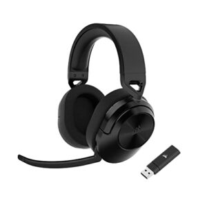 corsair hs55 wireless gaming headset – low-latency 2.4ghz wireless or bluetooth®, dolby® audio 7.1 surround sound, lightweight, omni-directional microphone, on-ear audio controls – carbon