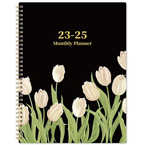 2023-2025 Monthly Planner/Calendar - 2 Year Monthly Planner 2023-2025 from Jul.2023-Jun.2025, 8.5" × 11", 24 Months Planner, Monthly Tabs & Holidays & Note Pages & Double-Side Pocket & Twin-Wire Binding - Tulip