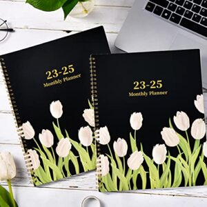 2023-2025 Monthly Planner/Calendar - 2 Year Monthly Planner 2023-2025 from Jul.2023-Jun.2025, 8.5" × 11", 24 Months Planner, Monthly Tabs & Holidays & Note Pages & Double-Side Pocket & Twin-Wire Binding - Tulip