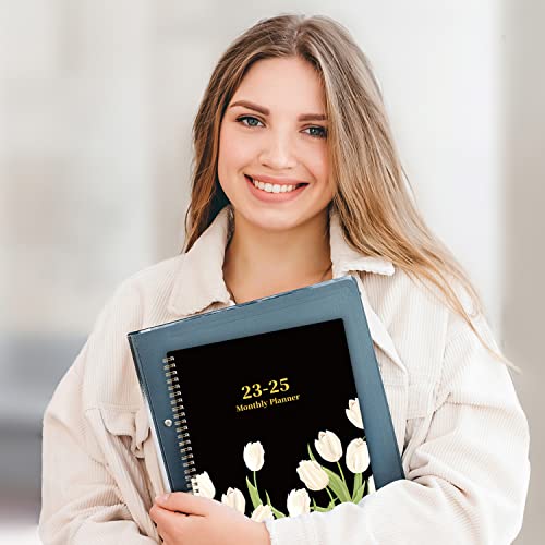 2023-2025 Monthly Planner/Calendar - 2 Year Monthly Planner 2023-2025 from Jul.2023-Jun.2025, 8.5" × 11", 24 Months Planner, Monthly Tabs & Holidays & Note Pages & Double-Side Pocket & Twin-Wire Binding - Tulip