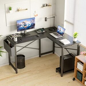 computer desk – 49 inch l shaped desk office desk with reversible storage shelf and cloth bag home office corner desk modern style laptop desk for home, office, gaming location