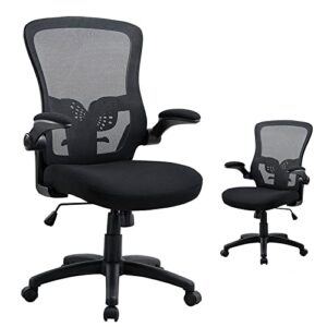 topbshodc mesh home office chair, ergonomic desk chair mid-back rolling computer chair adjustable lumbar support and flip-up armrests comfortable executive chair 300lbs