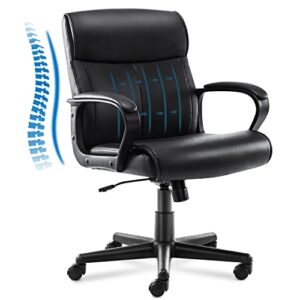 mcq office chair, pu leather computer chair low-back desk chair with adjustable height/armrests, swivel rolling task chair