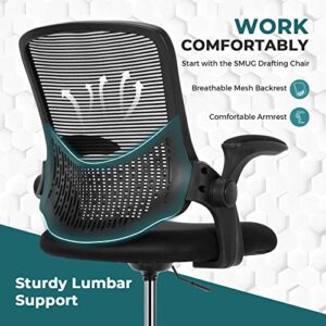 Drafting Chair, Tall Desk Chair Standing Desk Chair, Tall Office Chair for Standing Desk, Drafting Chair Adjustable Height with Foot Ring, Counter Height Office Chair with Flip-up Arms, Lumbar Support