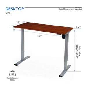 FLEXISPOT Standing Desk 48 x 24 Inches Electric Adjustable Desk Sit Stand Desk Home Office Desks with Splice Board (Silver Frame + Mahogany Top)