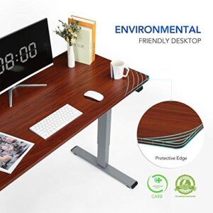 FLEXISPOT Standing Desk 48 x 24 Inches Electric Adjustable Desk Sit Stand Desk Home Office Desks with Splice Board (Silver Frame + Mahogany Top)