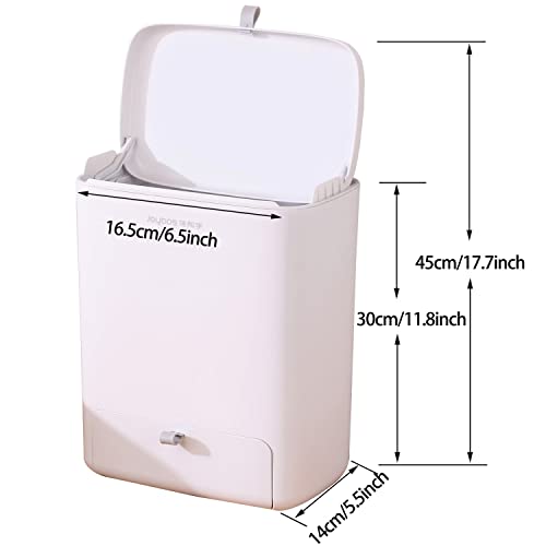 Kitchen Hanging Trash Can with Lid for Under Sink/Cupboard/Bathroom/Bedroom/Office/Camping,Small Wall-Mounted Indoor Kitchen Trash Bin,2.4 Gallon Kitchen Compost Bin