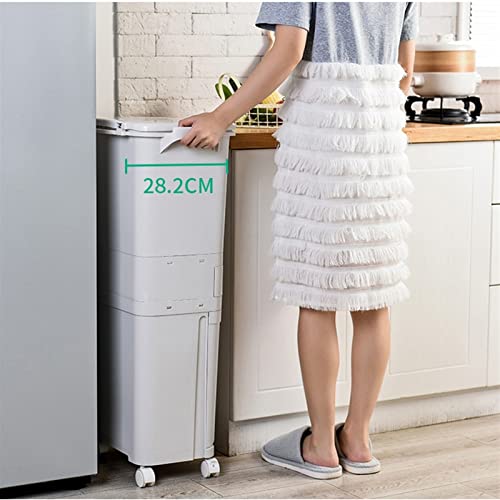 taimowei 42L Waste Bin Trash Can Dustbins Wheel Pedal Type with Lid 3-Layer Paper Basket Kitchen 42X28.2X112.2CM