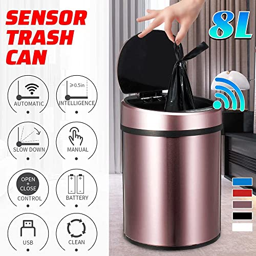 CXDTBH 8L Sensor Trash Can Rechargeable Automatic Smart Waste Bin Infrared Induction Touchless Dustbin (Color : D, Size : 335 * 243mm)