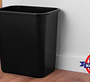 United Solutions 13 Quart / 3.25 Gallon Space-Efficient Trash Wastebasket, Fits Under Desk and Narrow Spaces in Commercial Office, Kitchen, Home Office, and Dorm, Easy to Clean, Black