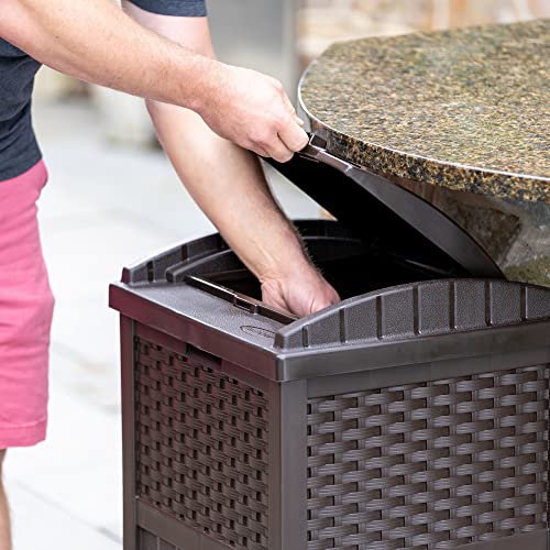 Suncast 33 Gallon Hideaway Can Resin Outdoor Trash with Lid Use in Backyard, Deck, or Patio, 33-Gallon, Brown