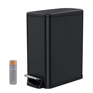 bethebest 2.6 gallon small trash can with removable wastebasket,step trash can with soft close lid, rectangular trash bin for bathroom,bedroom,office (black)