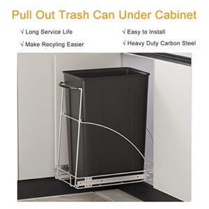 VIRRIRAVY Pull Out Trash Can Under Cabinet,Garbage Slide Out Trash Can Shelf for Kitchen,Heavy Duty Adjustable Pull Out Trash Can -Trash Can not Included，Durable Metal, Chrome