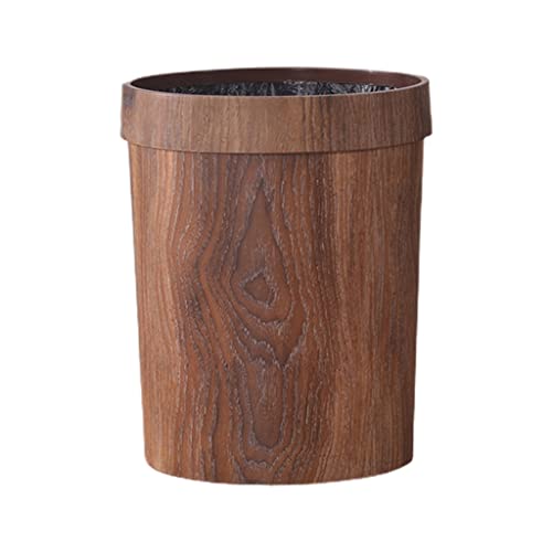 LYSLDH Wood Grain Trash Can Home Living Room Kitchen Garbage Bin Office Toilet Paper Basket Bathroom Bedroom Supplies